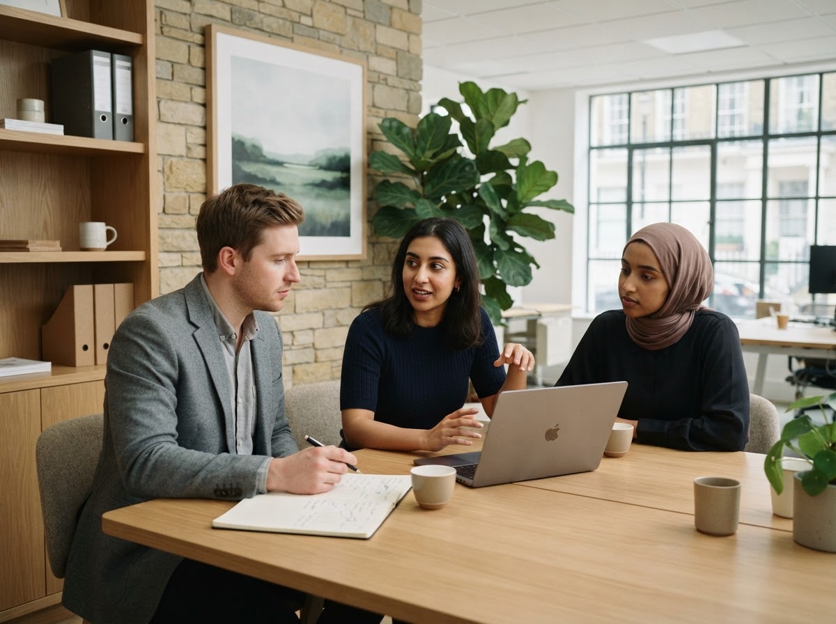Apex Analytics analyst reviewing portfolio data on a workstation